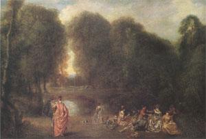 Jean-Antoine Watteau Assembly in a Park (mk05) Sweden oil painting art
